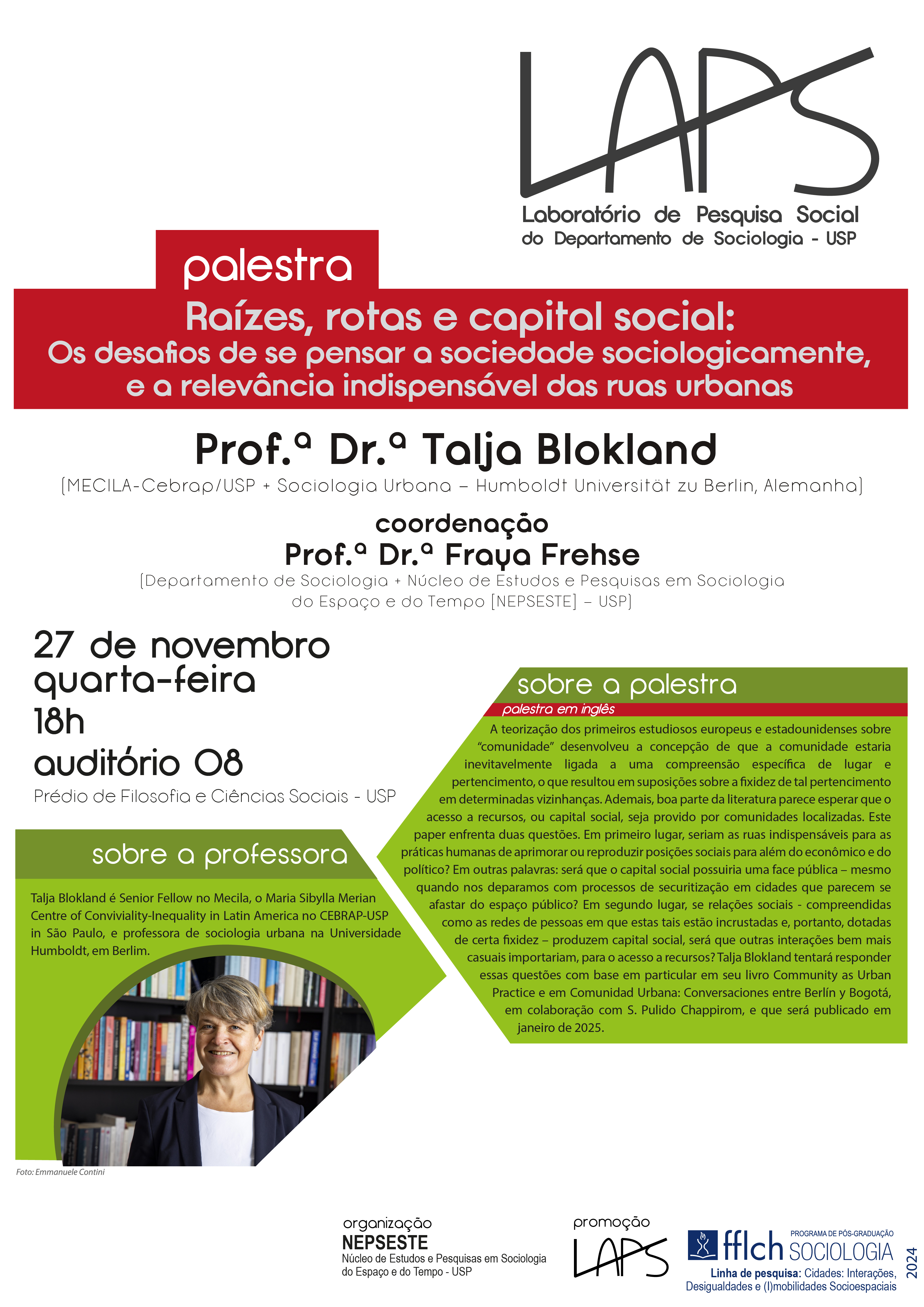 LAPS - Palestra Prof.ª Talja Blokland - 27/11 - 18h